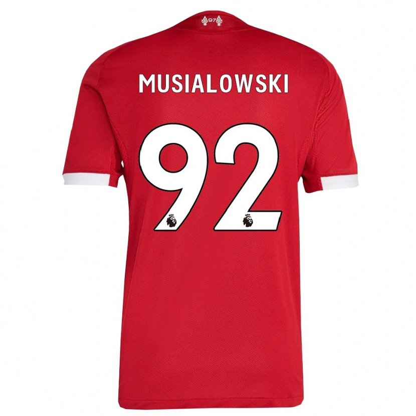 Danxen Dětské Mateusz Musialowski #92 Červená Bílá Domů Hráčské Dresy 2025/26 Dres