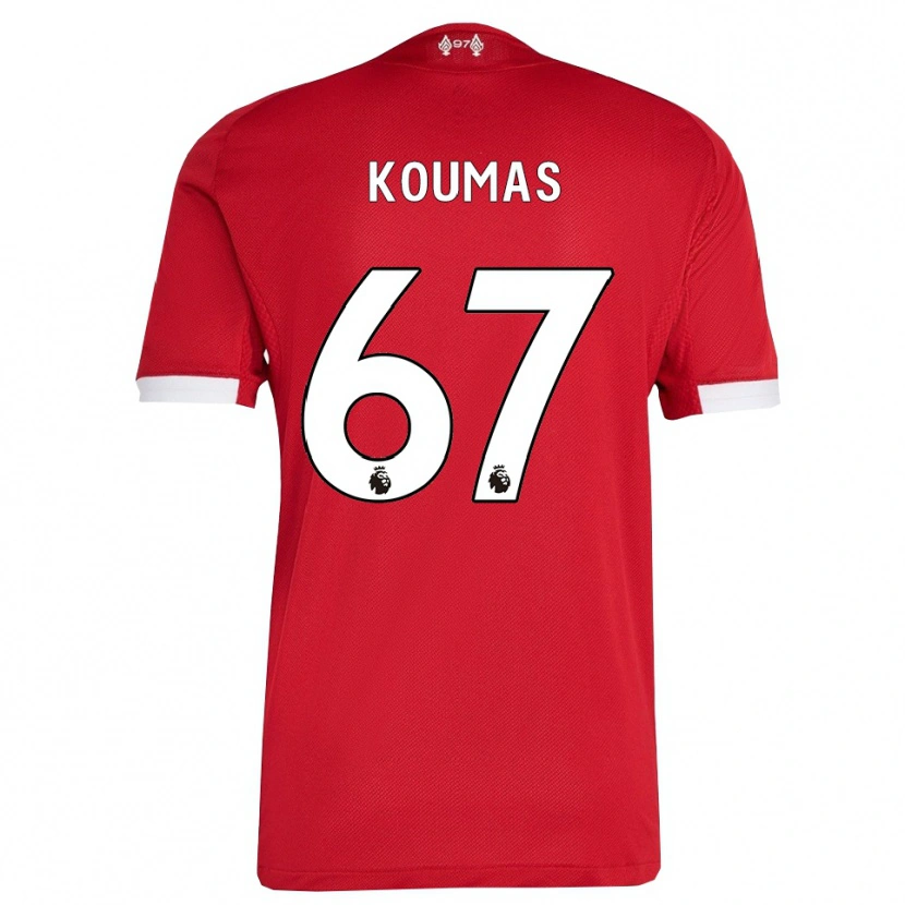 Danxen Dětské Lewis Koumas #67 Červená Bílá Domů Hráčské Dresy 2025/26 Dres
