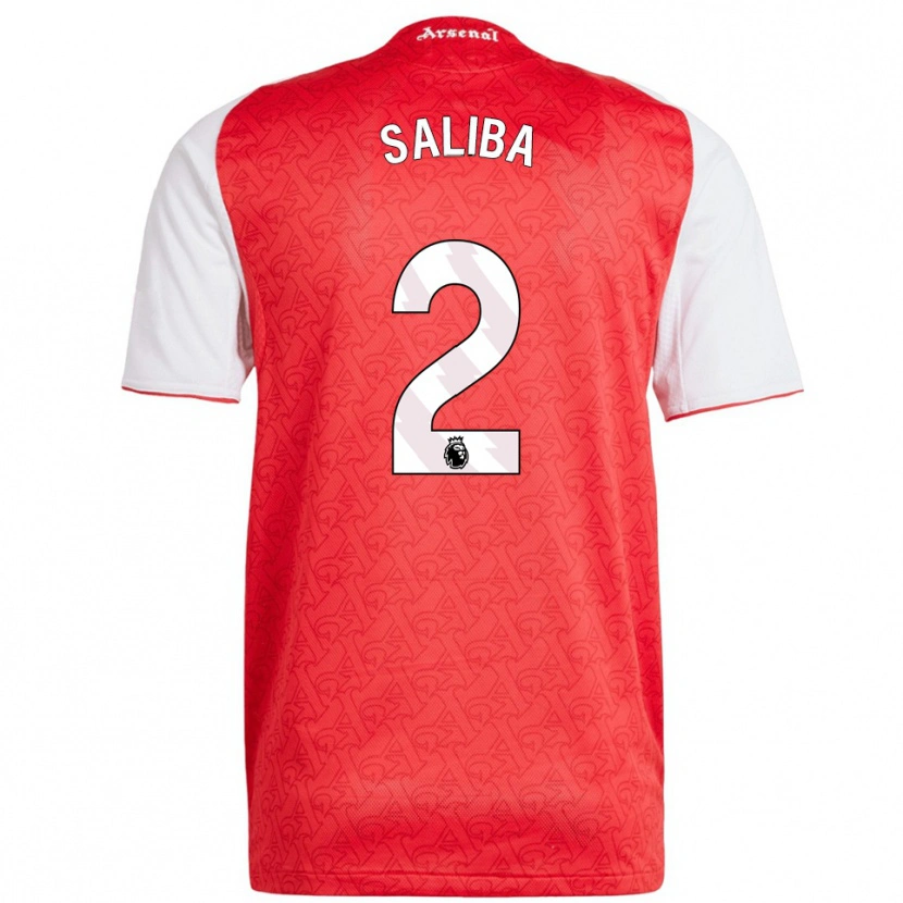 Danxen Dětské William Saliba #2 Červená Bílá Domů Hráčské Dresy 2025/26 Dres