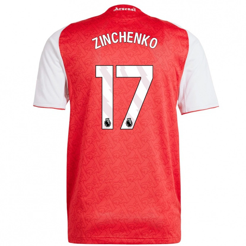 Danxen Dětské Oleksandr Zinchenko #17 Červená Bílá Domů Hráčské Dresy 2025/26 Dres