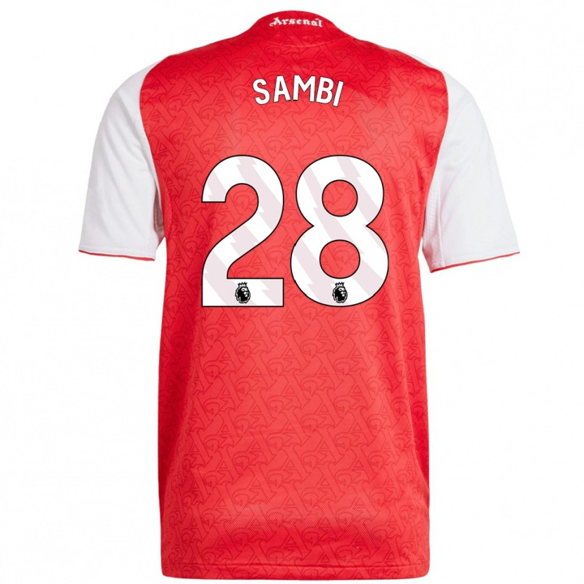 Danxen Dětské Albert Sambi Lokonga #28 Červená Bílá Domů Hráčské Dresy 2025/26 Dres