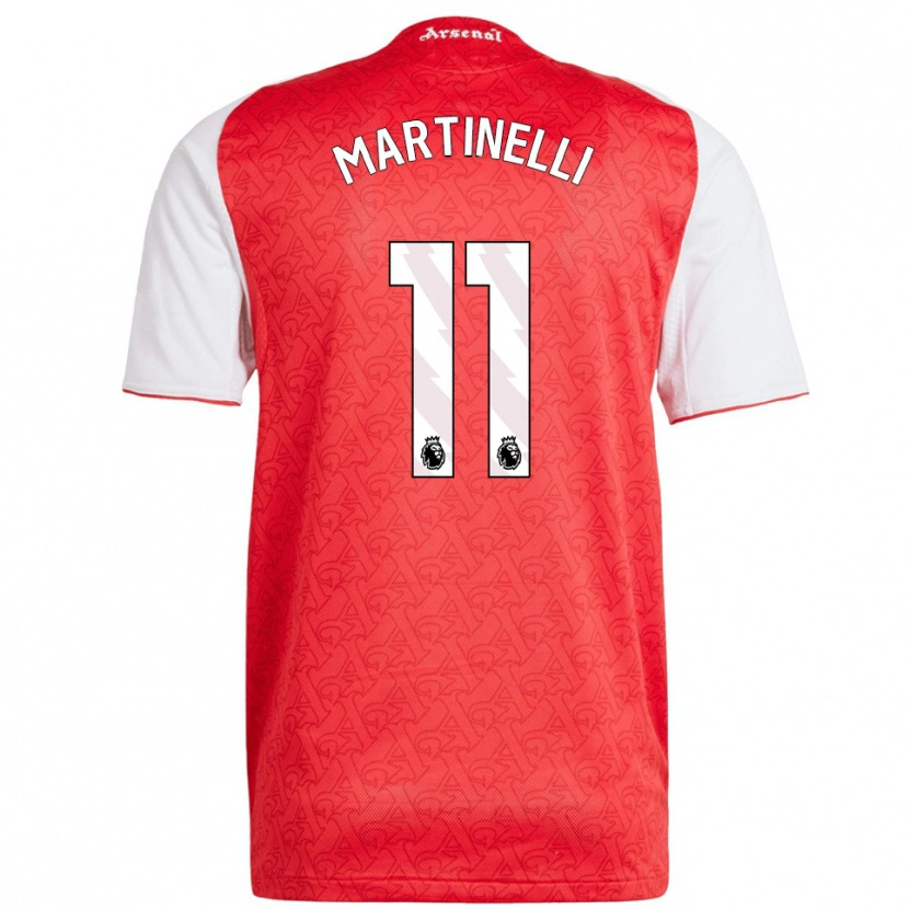 Danxen Dětské Gabriel Martinelli #11 Červená Bílá Domů Hráčské Dresy 2025/26 Dres