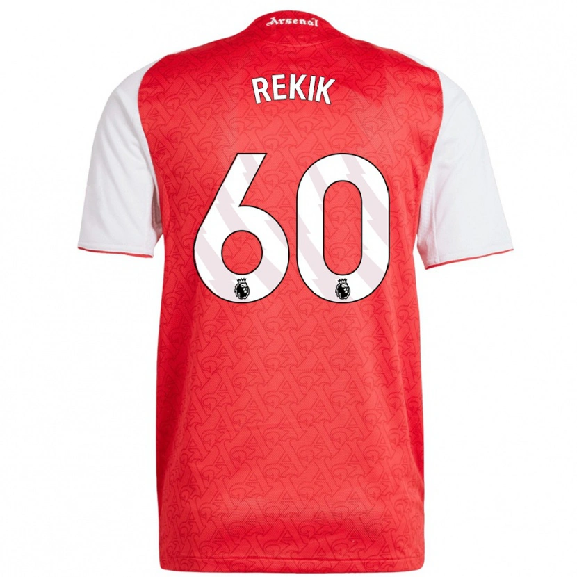 Danxen Dětské Omar Rekik #60 Červená Bílá Domů Hráčské Dresy 2025/26 Dres