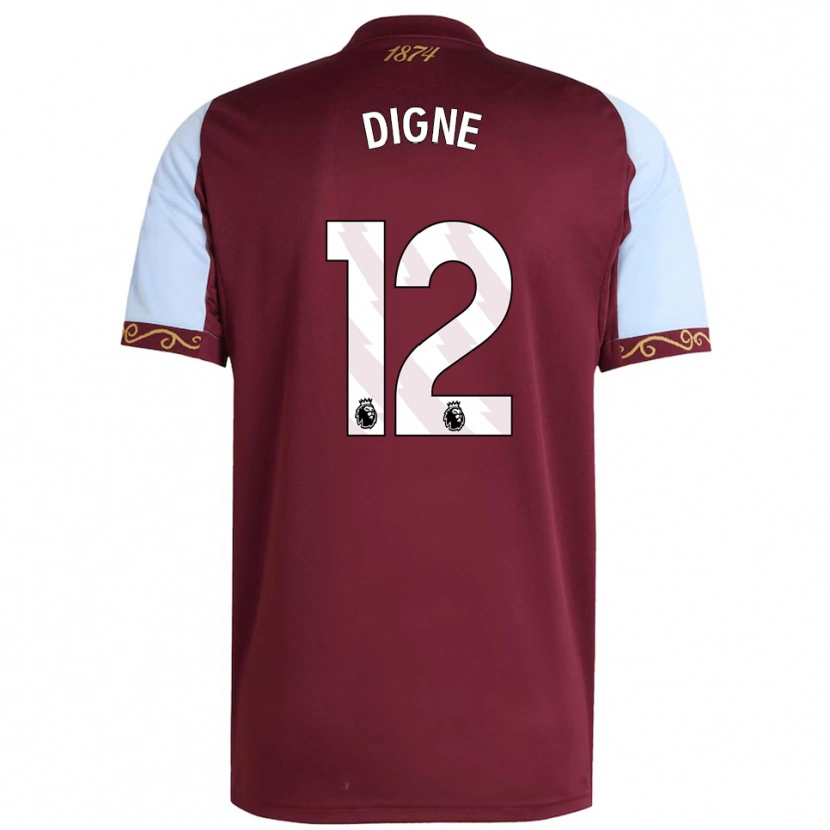 Danxen Dětské Lucas Digne #12 Burgundská Nebesky Modrá Domů Hráčské Dresy 2025/26 Dres