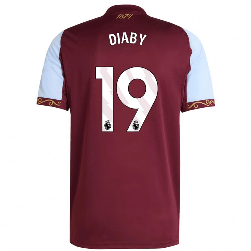 Danxen Dětské Moussa Diaby #19 Burgundská Nebesky Modrá Domů Hráčské Dresy 2025/26 Dres