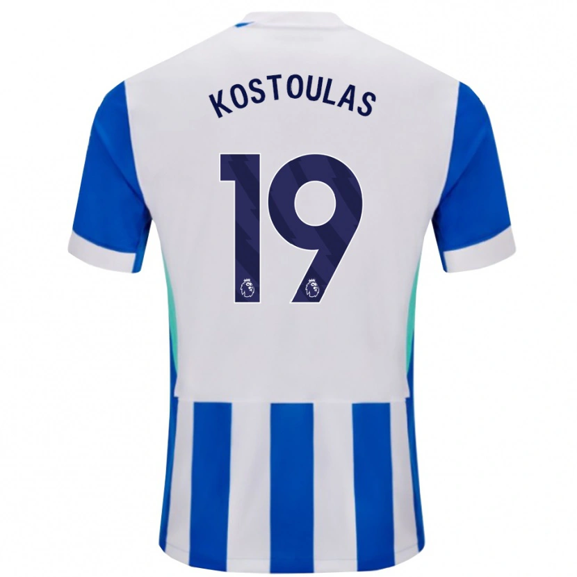 Danxen Dětské Charalampos Kostoulas #19 Modrá Bílá Domů Hráčské Dresy 2025/26 Dres