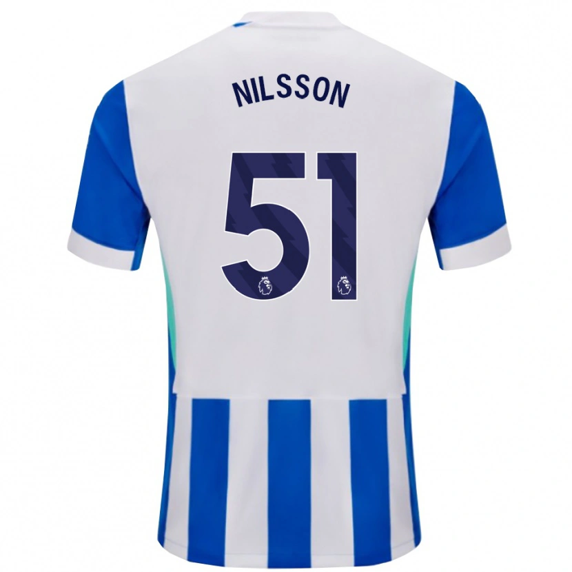 Danxen Dětské Casper Nilsson #51 Modrá Bílá Domů Hráčské Dresy 2025/26 Dres