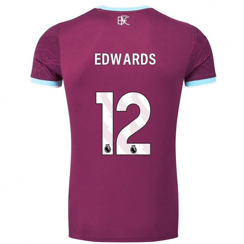 Danxen Dětské Connor Edwards #12 Burgundská Nebesky Modrá Domů Hráčské Dresy 2025/26 Dres