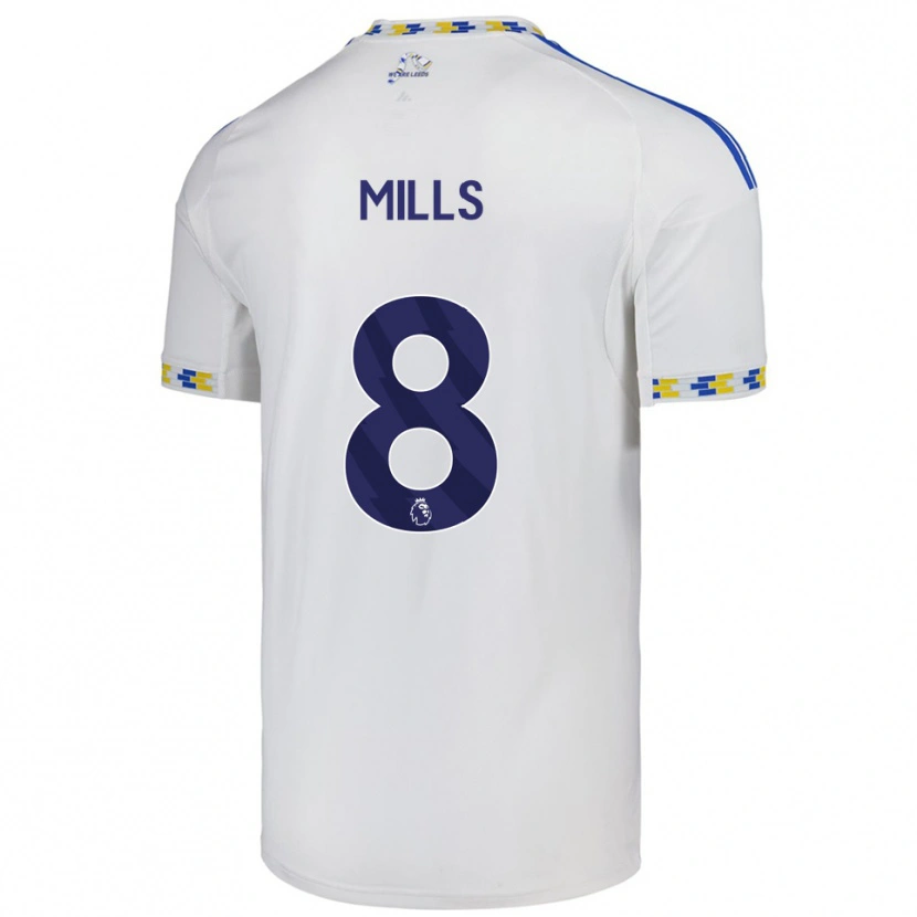 Danxen Dětské Callum Mills #8 Bílá Modrá Domů Hráčské Dresy 2025/26 Dres