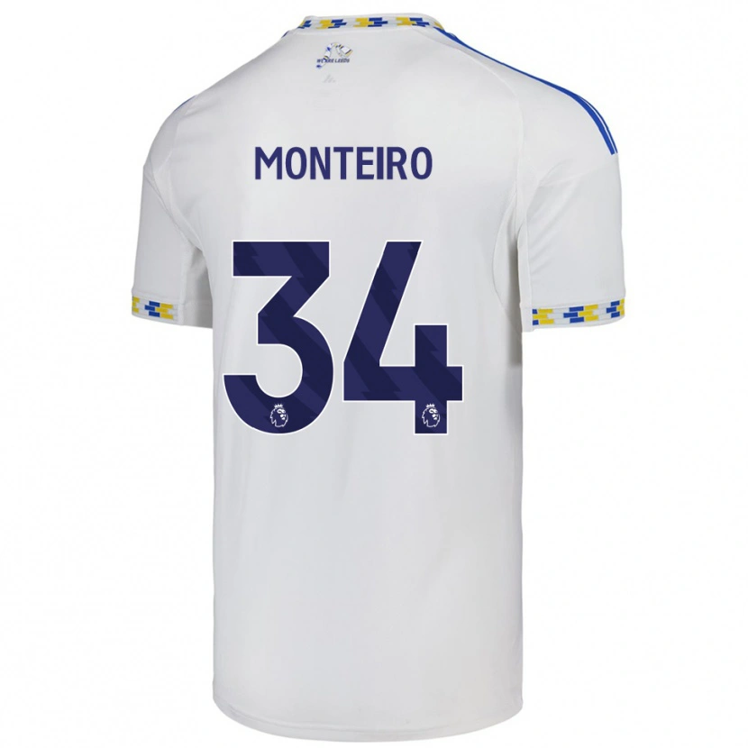 Danxen Dětské Diogo Monteiro #34 Bílá Modrá Domů Hráčské Dresy 2025/26 Dres