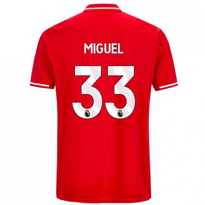 Danxen Dětské Carlos Miguel #33 Červená Bílá Domů Hráčské Dresy 2025/26 Dres