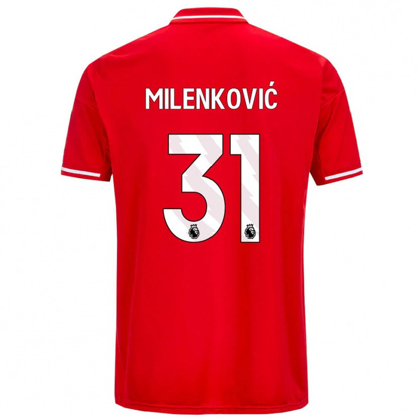 Danxen Dětské Nikola Milenković #31 Červená Bílá Domů Hráčské Dresy 2025/26 Dres