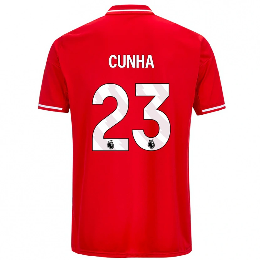 Danxen Dětské Jair Cunha #23 Červená Bílá Domů Hráčské Dresy 2025/26 Dres