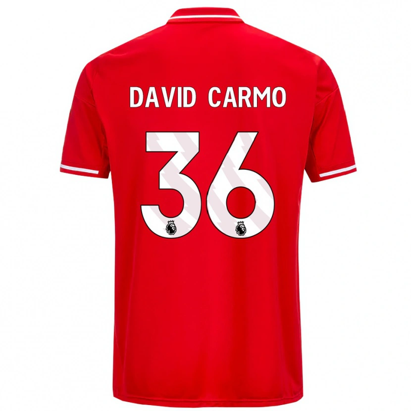 Danxen Dětské David Carmo #36 Červená Bílá Domů Hráčské Dresy 2025/26 Dres