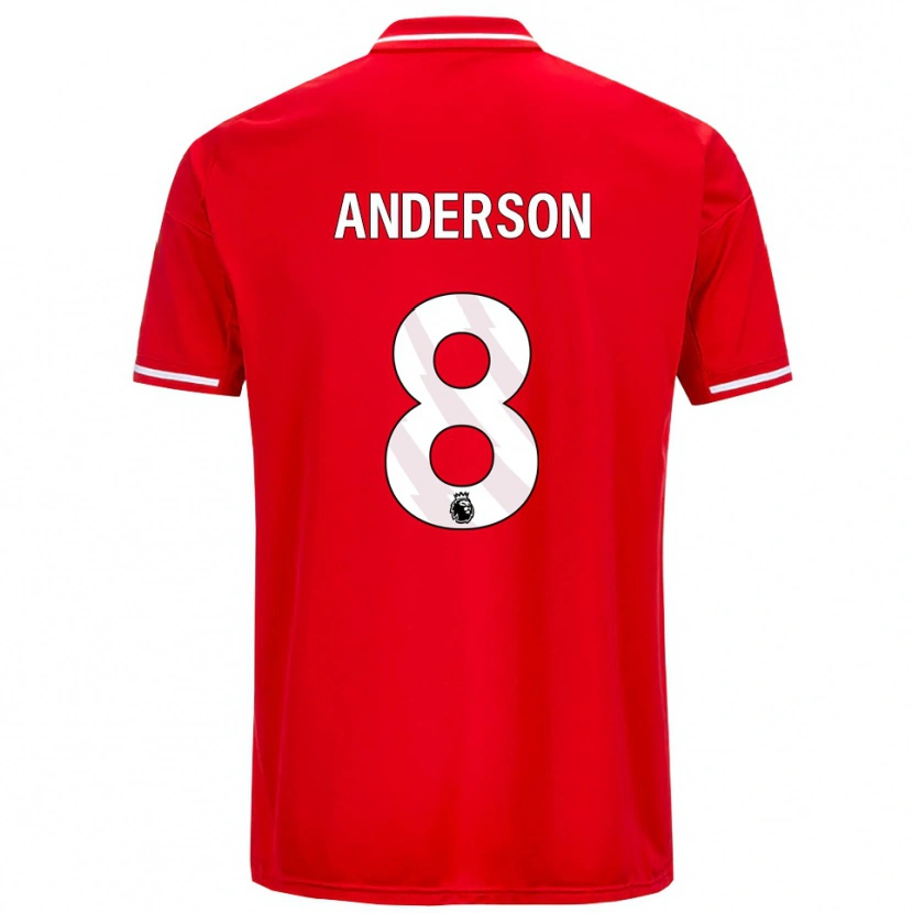 Danxen Dětské Elliot Anderson #8 Červená Bílá Domů Hráčské Dresy 2025/26 Dres