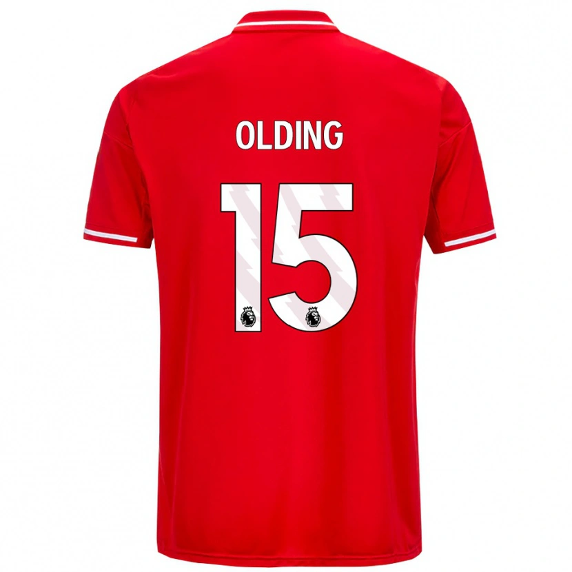 Danxen Dětské Hollie Olding #15 Červená Bílá Domů Hráčské Dresy 2025/26 Dres