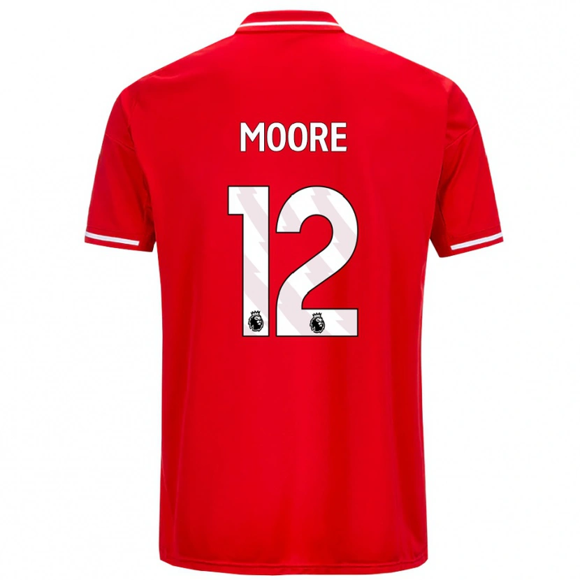 Danxen Dětské Daniel Moore #12 Červená Bílá Domů Hráčské Dresy 2025/26 Dres