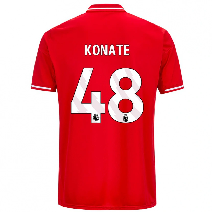 Danxen Dětské Ateef Konaté #48 Červená Bílá Domů Hráčské Dresy 2025/26 Dres