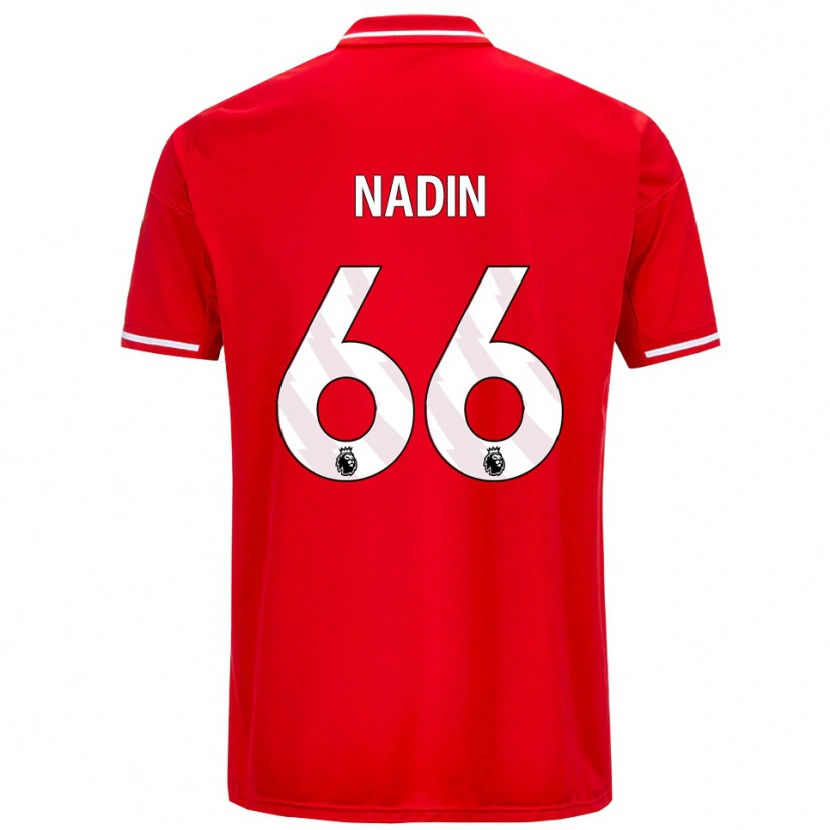 Danxen Dětské Jack Nadin #66 Červená Bílá Domů Hráčské Dresy 2025/26 Dres