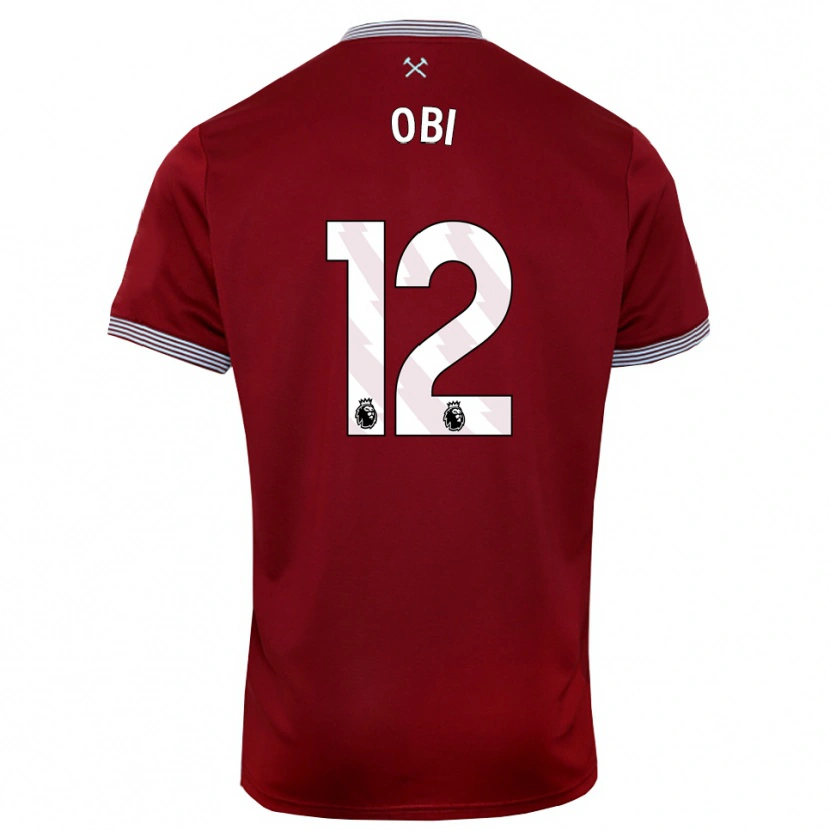 Danxen Dětské Chuk Obi #12 Burgundská Bílá Domů Hráčské Dresy 2025/26 Dres