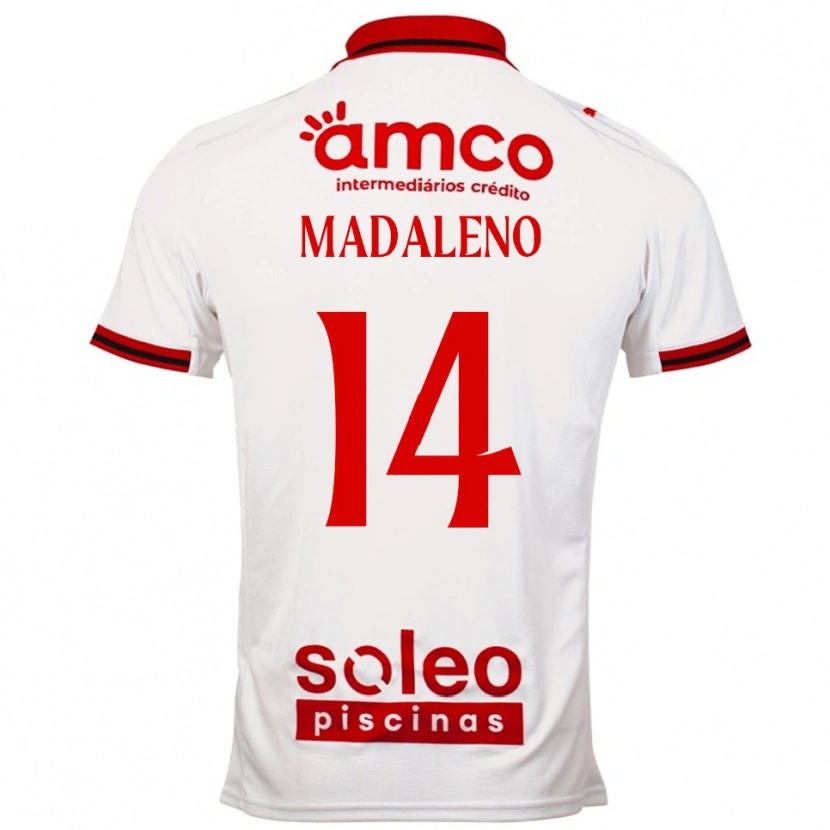 Danxen Dětské Diogo Madaleno #14 Bílá Červená Daleko Hráčské Dresy 2025/26 Dres