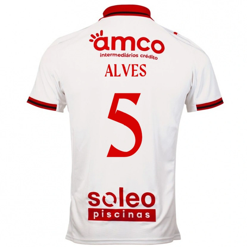 Danxen Dětské Eduardo Alves #5 Bílá Červená Daleko Hráčské Dresy 2025/26 Dres