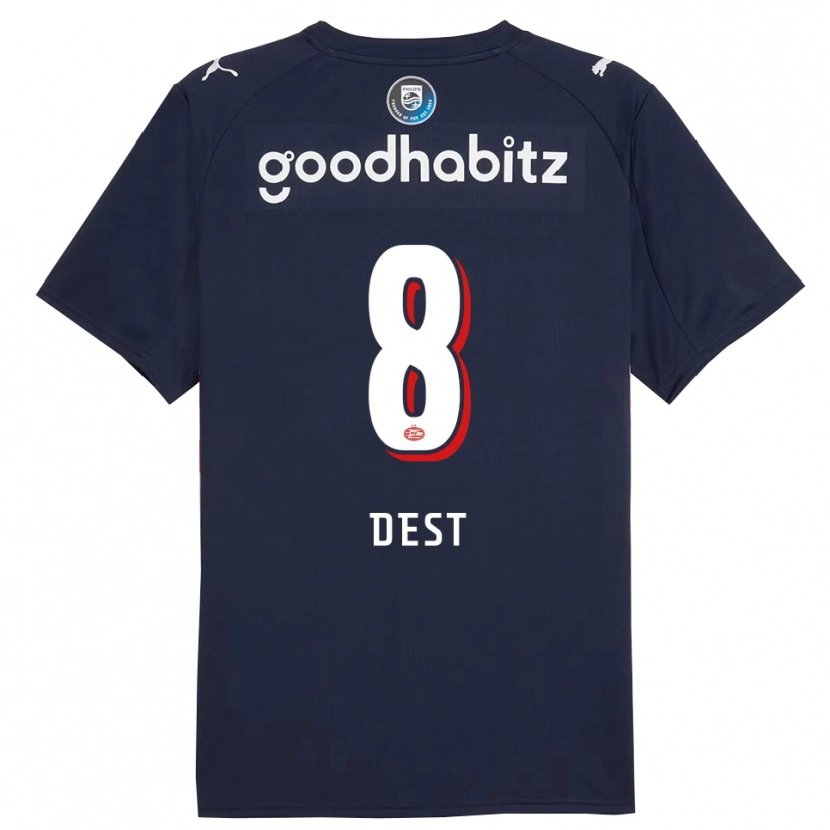 Danxen Dětské Sergiño Dest #8 Tmavě Modrá Bílá Daleko Hráčské Dresy 2025/26 Dres