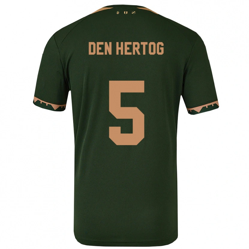 Danxen Dětské Mees Den Hertog #5 Zelená Zlatá Daleko Hráčské Dresy 2025/26 Dres