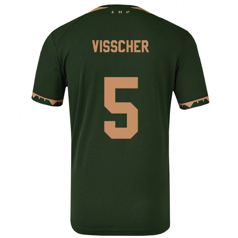 Danxen Dětské Amber Visscher #5 Zelená Zlatá Daleko Hráčské Dresy 2025/26 Dres
