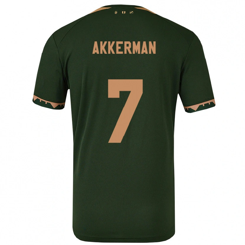 Danxen Dětské Mees Akkerman #7 Zelená Zlatá Daleko Hráčské Dresy 2025/26 Dres