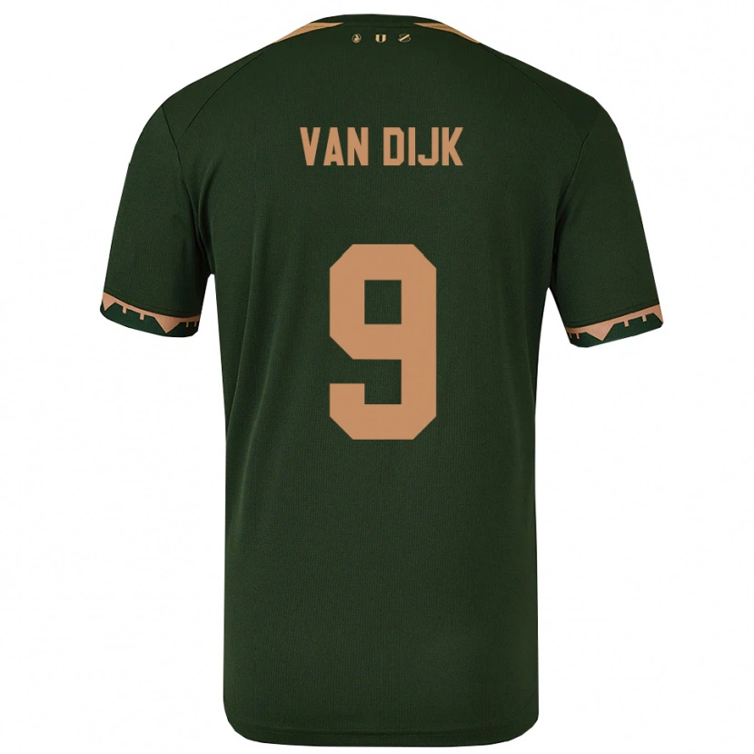 Danxen Dětské Bright Van Dijk #9 Zelená Zlatá Daleko Hráčské Dresy 2025/26 Dres