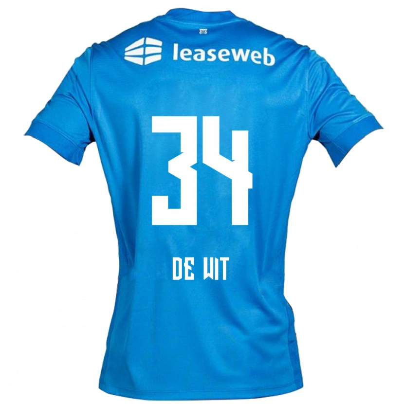 Danxen Dětské Mees De Wit #34 Modrá Bílá Daleko Hráčské Dresy 2025/26 Dres