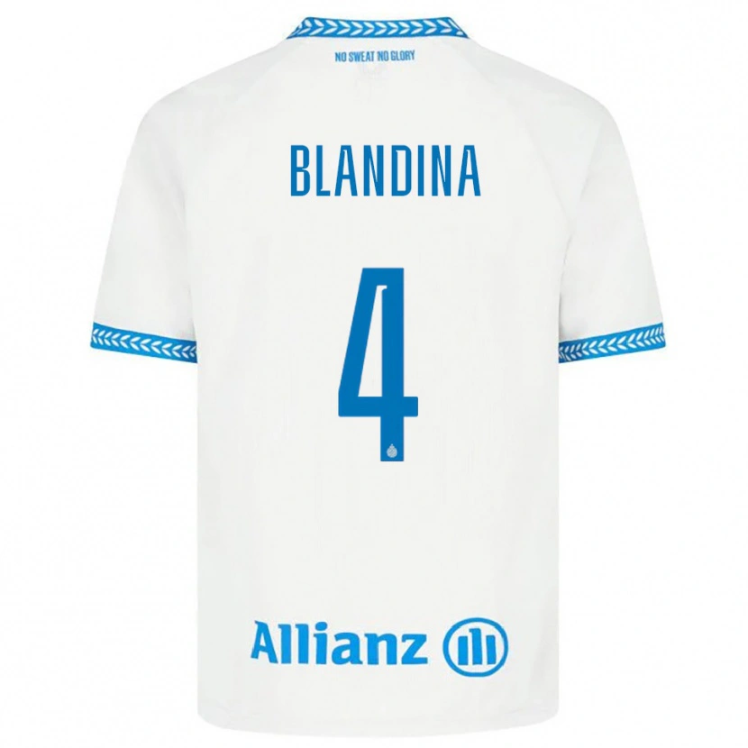 Danxen Dětské Noham Blandina #4 Modrá Bílá Daleko Hráčské Dresy 2025/26 Dres