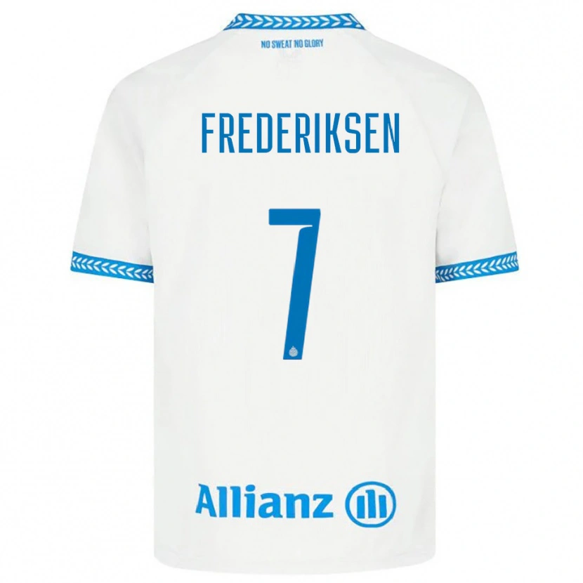 Danxen Dětské Rebekka Frederiksen #7 Modrá Bílá Daleko Hráčské Dresy 2025/26 Dres
