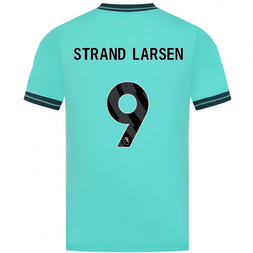 Danxen Dětské Jørgen Strand Larsen #9 Nebesky Modrá Zelená Daleko Hráčské Dresy 2025/26 Dres