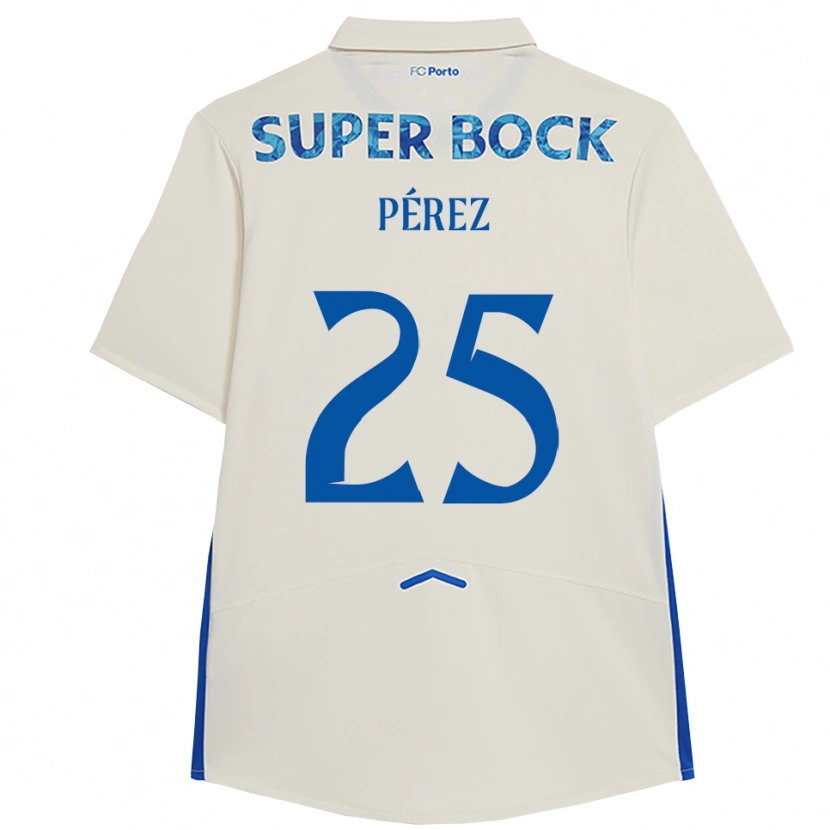 Danxen Dětské Tomás Pérez #25 Bílá Modrá Třetí Hráčské Dresy 2025/26 Dres