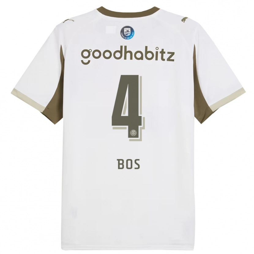 Danxen Dětské Floris Bos #4 Bílá Šedá Třetí Hráčské Dresy 2025/26 Dres