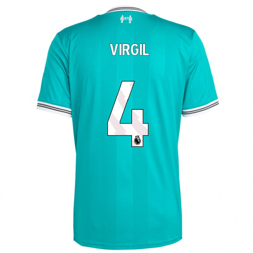 Danxen Dětské Virgil Van Dijk #4 Zelená Bílá Třetí Hráčské Dresy 2025/26 Dres