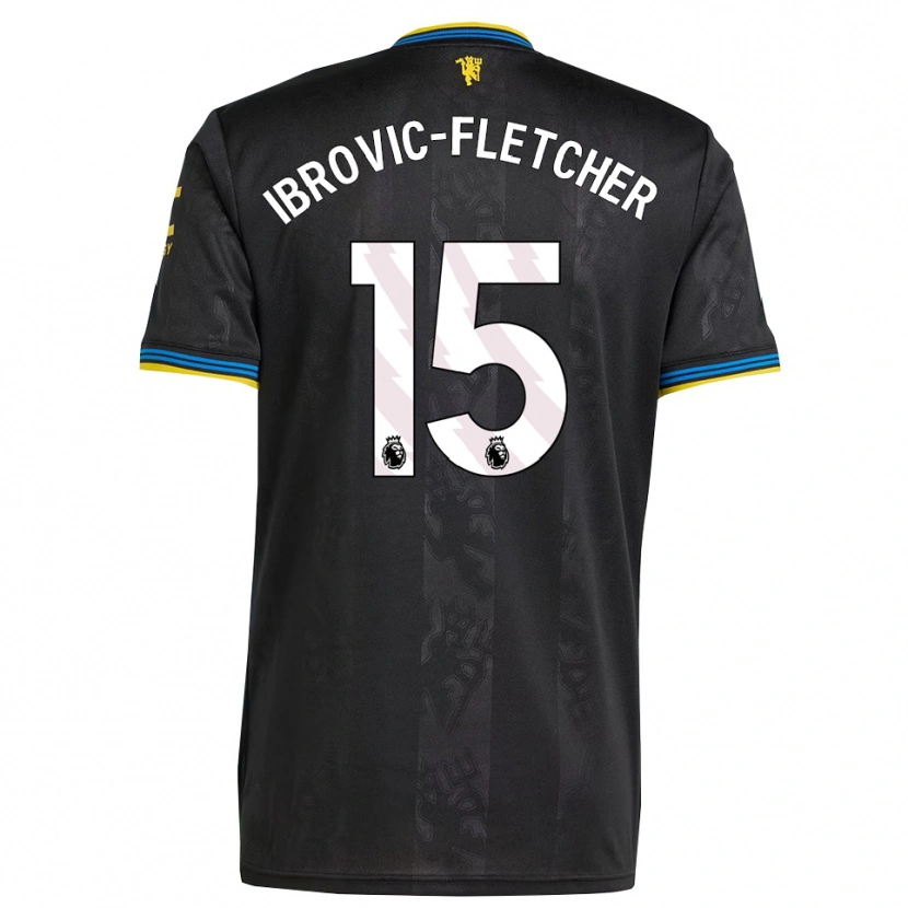 Danxen Dětské Edward Ibrovic-Fletcher #15 Černá Žlutá Modrá Třetí Hráčské Dresy 2025/26 Dres