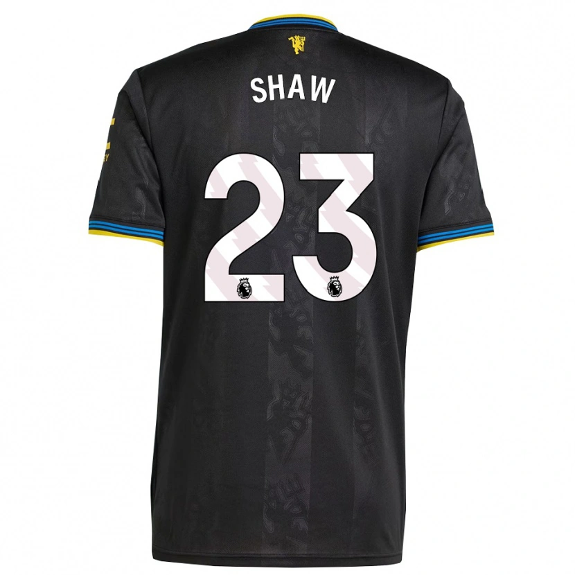 Danxen Dětské Luke Shaw #23 Černá Žlutá Modrá Třetí Hráčské Dresy 2025/26 Dres