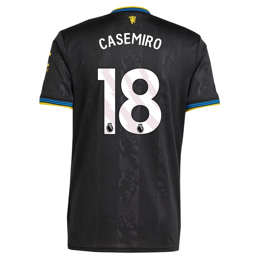 Danxen Dětské Casemiro #18 Černá Žlutá Modrá Třetí Hráčské Dresy 2025/26 Dres