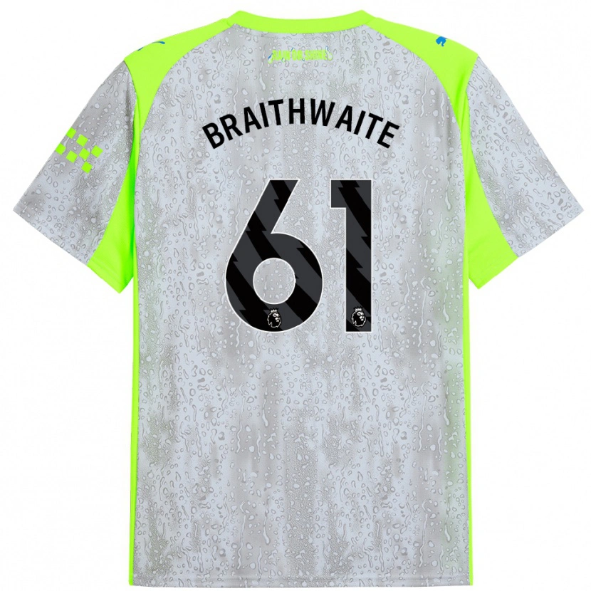 Danxen Dětské Kaden Braithwaite #61 Šedá Žlutá Třetí Hráčské Dresy 2025/26 Dres