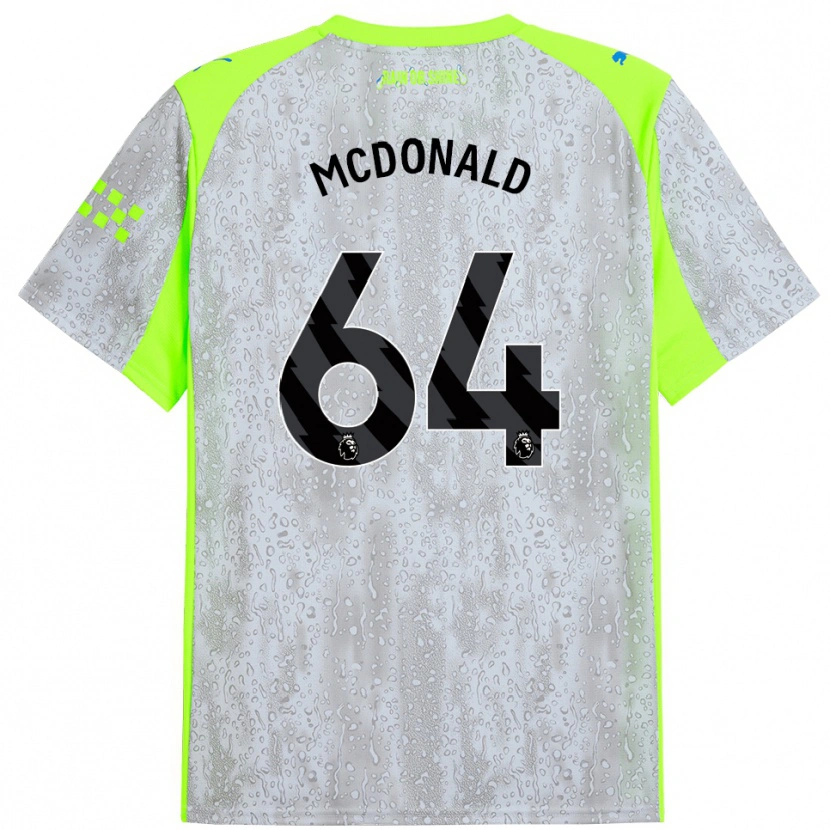 Danxen Dětské Rowan Mcdonald #64 Šedá Žlutá Třetí Hráčské Dresy 2025/26 Dres