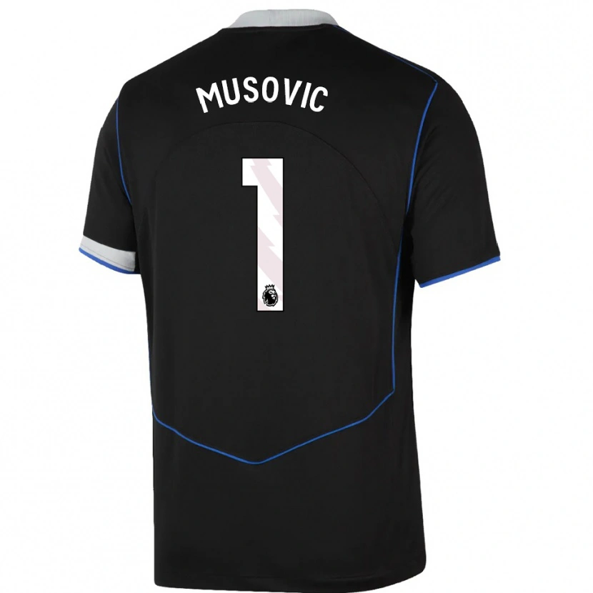 Danxen Dětské Zecira Musovic #1 Černá Modrá Stříbrná Třetí Hráčské Dresy 2025/26 Dres