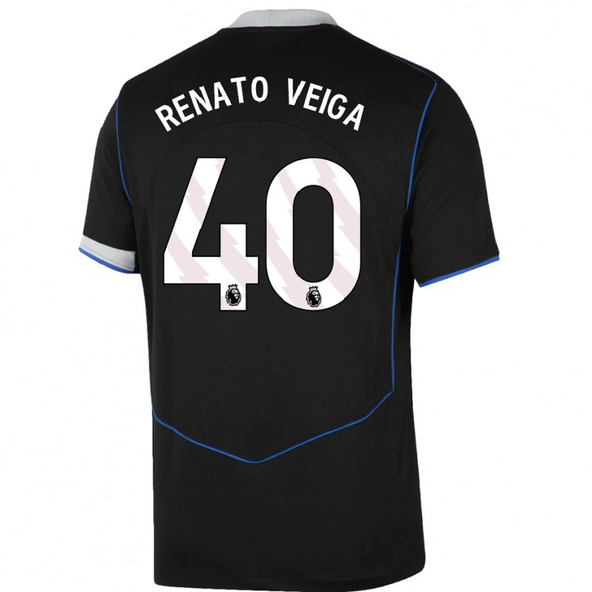 Danxen Dětské Renato Veiga #40 Černá Modrá Stříbrná Třetí Hráčské Dresy 2025/26 Dres