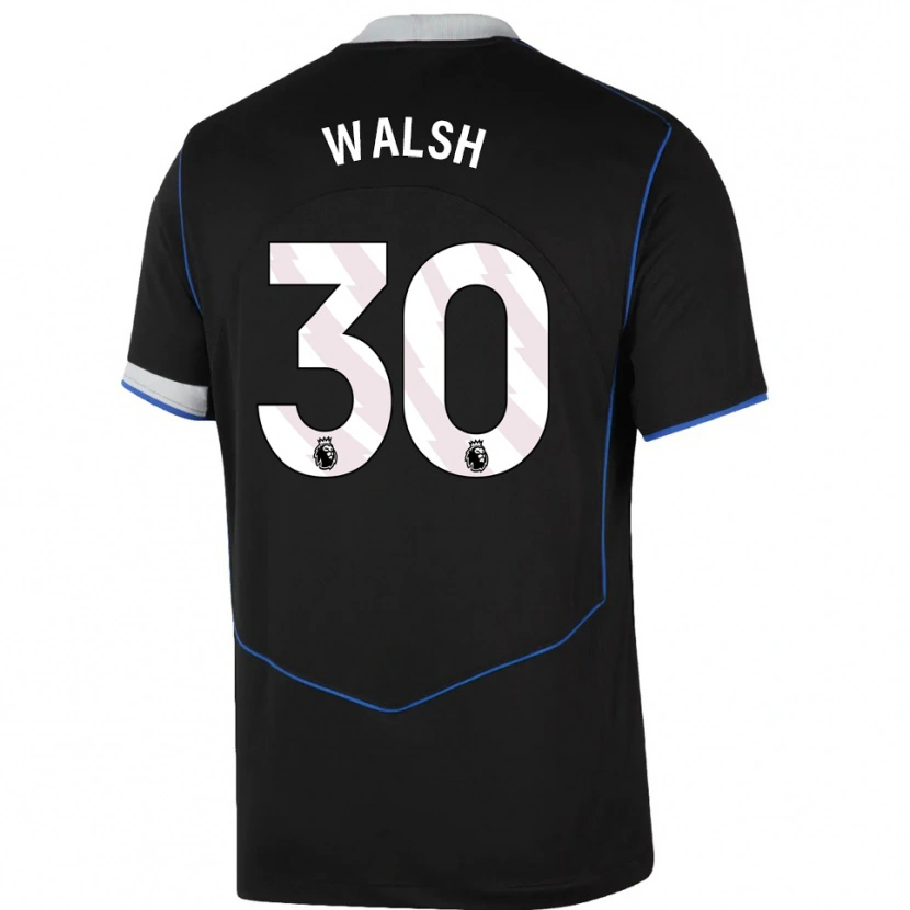 Danxen Dětské Keira Walsh #30 Černá Modrá Stříbrná Třetí Hráčské Dresy 2025/26 Dres
