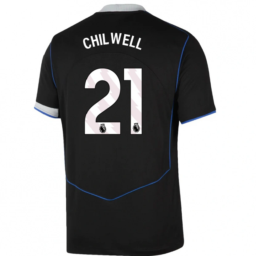 Danxen Dětské Ben Chilwell #21 Černá Modrá Stříbrná Třetí Hráčské Dresy 2025/26 Dres