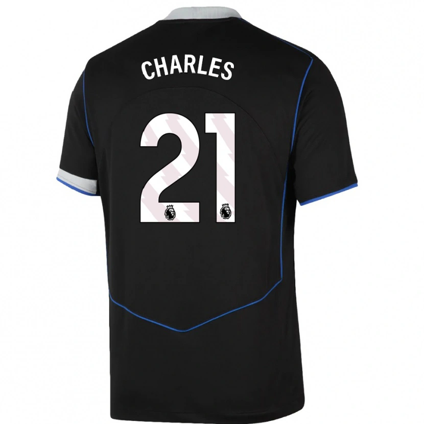 Danxen Dětské Niamh Charles #21 Černá Modrá Stříbrná Třetí Hráčské Dresy 2025/26 Dres