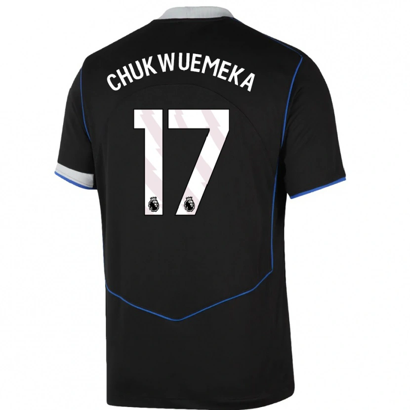 Danxen Dětské Carney Chukwuemeka #17 Černá Modrá Stříbrná Třetí Hráčské Dresy 2025/26 Dres