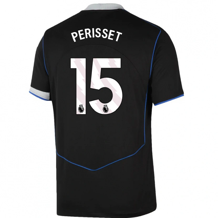 Danxen Dětské Eve Perisset #15 Černá Modrá Stříbrná Třetí Hráčské Dresy 2025/26 Dres